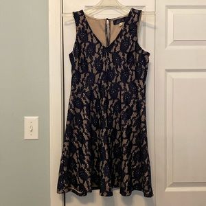 Cute navyfloral lace fit-and-flare dress